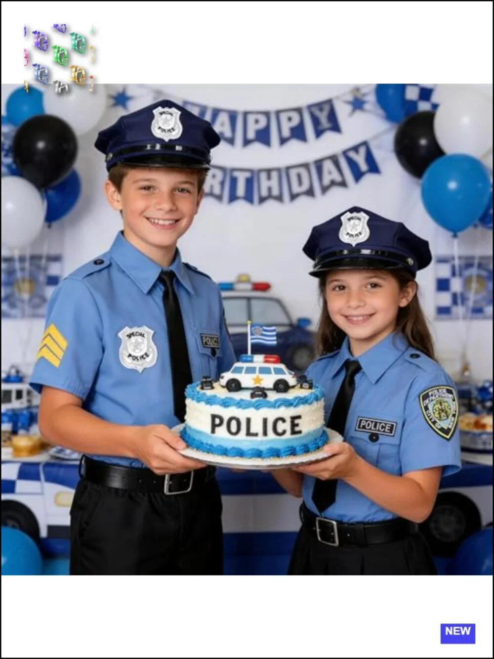 Kids Police Officer Costume Boys Cop Outfit Pretend Play Dress Up with Hat
